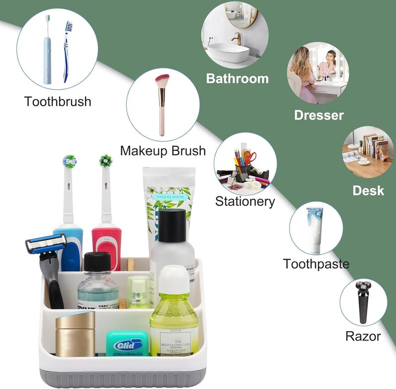 Chintu Bathroom Toothbrush Holders for Countertop - Electric Toothbrush Organizer 6 Slots Tooth Brush Organization for Kids Family, Toothpaste Holder for Bathroom Vanity Organizer Storage White - Image 4